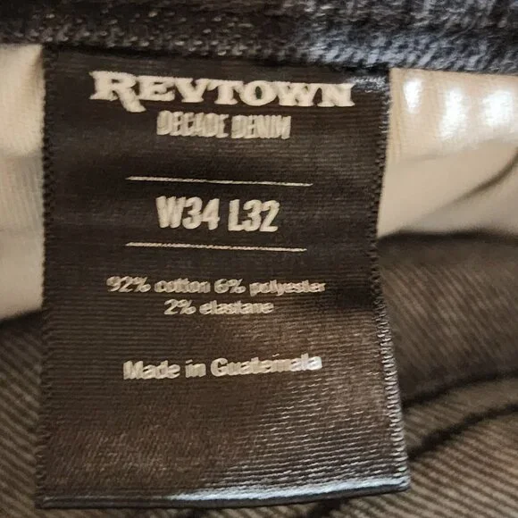 SOLD OUT Revtown Jeans Mens 34x32 Black Decade Sharp Straight Leg Denim - Picture 8 of 11